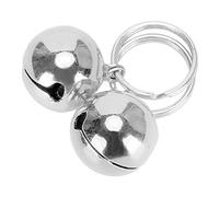 01 Clochettes Rondes pour Animaux de Compagnie, clochettes en cuivre chromées résistantes à la Corrosion pour Animaux de Compagnie Lisses avec Porte-clés pour Chien pour l'extérieur(Silver)