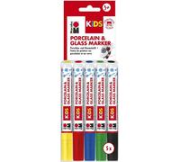0125000000083 ¿ Porcelain & Glas Painter Kids,Set Maxi Fun Avec 5 Couleurs,Stylo Pour Porcelaine Et Verre Pour Enfants,Peinture Facile,Passe Au Lave-Vaisselle Après Cuisson,Pointe 1 À 3 Mm