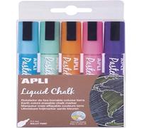 [014735] Apli 5 marqueurs craies liquide pointe ronde 5,5 mm couleurs assorti...
