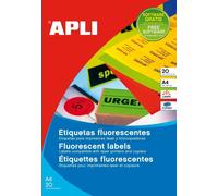 APLI Étiquettes 015075 – Lot de 280 – Laser/copieur – 99,1 x 38,1 mm – Rouge fluo
