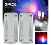 01JSD-A 2pcs Lumière stroboscopique LED rouge et bleue, lampe de poche à clip initiée par la police, lumière de course extérieure, aste par USB, lampe de travail pour casque de sécurité ""Nipseyteko