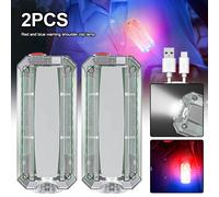 01JSD-B 2pcs Lumière stroboscopique LED rouge et bleue, lampe de poche à clip initiée par la police, lumière de course extérieure, aste par USB, lampe de travail pour casque de sécurité ""Nipseyteko