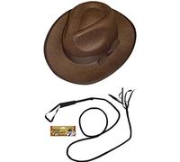 0207VP290PE Explorer Hat Whip Fancy Dress Indiana Jones (Hat & Whip Set)