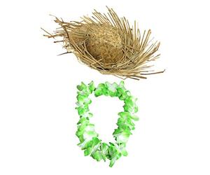 0207VP6O66G ILOVEFANCYDRESS Hawaiian Lei + Plage Scriba Bonnet Fancy Dress Ensemble coloré 45,7 cm Lei Hula Beachcomber Chapeau d'été Hawaii Fleur Lei Guirlande Accessoire pour Homme
