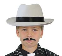 0207VP7SAWR ilovefancydress Enfants Chapeau gangster noir blanc FEUTRE FEDORA Accessoire Déguisement 56cm Circonférence ENFANTS DANSE SPECTACLE CHAPEAU - blanc avec bande noire, One Size