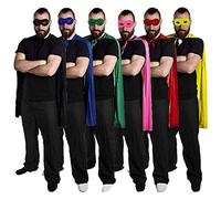 0207VPD8M30 Adults Superhero Capes and Masks Perfect for Any Hero Or Villain Fancy Dress Party for Men Or Women in Black