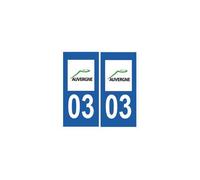 03 Allier autocollant département plaque sticker plaque immatriculation - Angles : droits