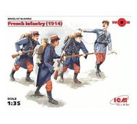 035682 135 Maquette d'infanterie française de la Première Guerre mondiale en plastique avec 4 figurines