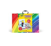 CRAYOLA Coffret Chevalet Peins & Crée : 12 peintures, 16 aquarelles, 11 crayons aquarellables, 4 pinceaux, 2 crayons de cire blancs, autocollants, Âge : 4-10 Ans