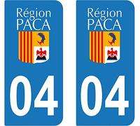 04 Paca Région Provence-Alpes-Côte-d'Azur Autocollant Sticker département Plaque immatriculation Auto Voiture Couleur : Bleu, Angle : Arrondi