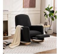 044 Fauteuil à bascule avec pouf, fauteuil relax avec ottomane, fauteuil à bascule pour l'intérieur avec dossier ha