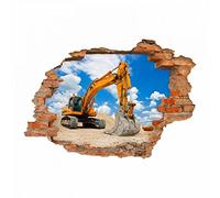 049 Sticker mural motif pelleteuse, trou dans le mur, 6 tailles, décoration murale pour chambre d'enfant garçon et fille, 1250 x 870 mm