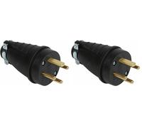 055070 - Fiche male Legrand caoutchouc 20A 3P+T 380V - Sortie droite et terre plate (Lot de 2)
