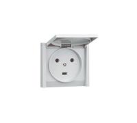 Prise de courant 20A 2P+T Plexo IP44 - Complet encastré - Gris Gris