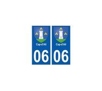 06 Cap d'Ail blason autocollant plaque ville - Angles : droits
