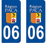 06 Région PACA département région Autocollant Plaque immatriculation Auto Voiture Sticker, Couleur : Bleu, Angle : Arrondi