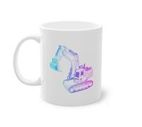 06419C Tasse à café avec pelleteuse, pelleteuse sur chenilles Excavatrice Tasse Blanc