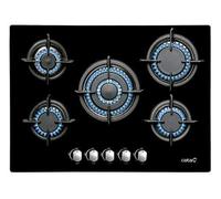 08046410 Plaque en Verre Modèle L 7005 CI 5 brûleurs Plan de Travail Naturel Injecteurs de gaz Butane Inclus Largeur de 70 cm