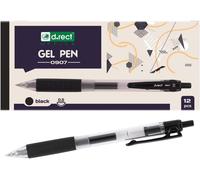 0907 Lot De 12 Stylos À Bille Avec Grip Caoutchouté Noir