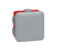 092015 Boîte de dérivation carrée Plexo dimensions 80x80x45mm ROUGE pour ERP - 7 entrées - Legrand