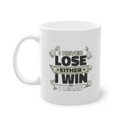 09416B Tasse à café professionnelle avec inscription « I Never Lose Either I Win or I Learn Queen » | Joueur grand maître d'échecs Blanc
