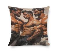 0male Gay Company Art Ai Peinture à l'huile d'art réaliste générée, poster gay mural, rapport 1, 1, décoration d'intérieur, 1 taie d'oreiller en lin, style textiles de maison 40 x 40 cm