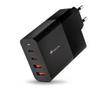 NGS Bud 100 W - Chargeur Mural Ultra Rapide avec 2 Ports USB-C(PD & PPS 100 W) 2 USB-A (QC 3.0 30 W) Compact et Portable pour Smartphones, tablettes, Ordinateurs Portables, matériaux GAN ignifuges,