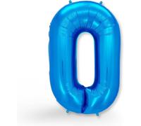 0Th Birthday Balloon - Number 0 Balloon In Blue - Baby Party, Christening, Birthday Boy Girl Baby Shower - Reusable Helium Balloon For Dazzling Celebration
