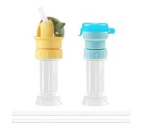 0XBIT 2 Pièces Adaptateur de Bec de Bouteille D'eau, Adaptateur Supérieur de Bouteille D'eau, Adaptateur de Bouteille D'eau en Silicone Avec Paille, pour la Norme Calibre Bouteille D'eau