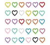 0XBIT 30 Pièces Mini Mousqueton Coeur Coloré, Fermoir de Poche pour Sangle Chaîne Porte-clés Sac à Dos Bricolage Artisanat