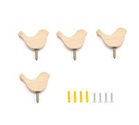 0XBIT 4 Pièces Porte Manteau Mural Bois, Patère Murale Bois, Design D'oiseau Simple, pour Suspendre Vêtements Manteaux Chapeaux