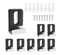 0XBIT Carré Support Miroir, 8 Pièces Argent Mirror Clips, Acier Inoxydable en Forme de U Kit Fixation Miroir, avec Vis et Tube D'expansion pour Cadres Photo, Miroirs, Panneaux D'affichage