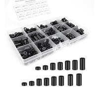 0XBIT Entretoise Plastique, 345 Pièces Cylindrique Rondelle Plastique, M3 et M4 Entretoises en Nylon avec Boîte Rangement Transparente, 15 Spécifications Entretoise pour Réparation Domicile Bricolage