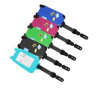 0XBIT Etiquette Bagage, 5 Pièces Etiquettes à Bagage en Silicone, Etiquette Valise Couleurs Vives, avec Carte Information, Facile à Identifier, pour Bagages, Valises et Sacs à Dos