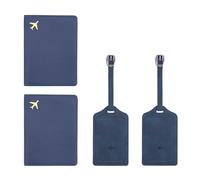 0XBIT Etiquette Bagage et Protège Passeport, 2 Pièces Etiquette Valise et 2 Pièces Etui Passeport, PU Cuir Souple, Confortable en Main, pour Les Couples Fête de Mariage Honeymoon Voyage