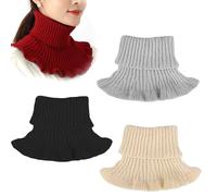 0XBIT Faux Col Roulé, 4 Pièces Écharpe à Col Roulé, Tricoté Amovible pour Femme, Adapté à la Chaleur et Décoration du Cou