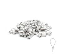 0XBIT Manchons en Aluminium, 120 Pièces 3mm Manchons Doubles en Aluminium, Clips de Manchon de Boucle de Sertissage, pour Câbles en Acier, Câble Métallique, Corde à Linge