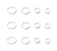 0XBIT Moule Biscuit, 12 Pièces Blanc Emporte Piece Biscuit, Plastique Emporte Pièces Gâteau, Polygonal 4 Tailles pour Fondant, Gâteaux, Desserts