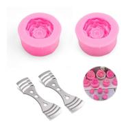 0XBIT Moule Bougie en Silicone, 2 Pièces Moule Fleur Silicone, Moule Bougie, avec Porte-mèche de Bougie, Moule Bougie 3D Adapté à la Cuisson en Cuisine, Bougie en Plâtre Parfumée