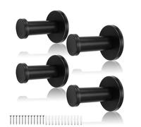 0XBIT Patère Murale de 53 MM, 4 Pièces Crochets Muraux Ronds Noirs, Crochet Mural en Acier Inoxydable, Fixé Fermement, pour Salles de Bains et Chambres Principales