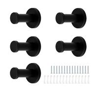 0XBIT Patères Noires, 5 Pièces Patere Murale en Acier Inoxydable, Patere Salle de Bain, Patères avec Vis et Tube D'expansion, adaptées à la Cuisine, à la Salle de Bain et à la Chambre