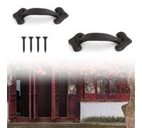 0XBIT Poignée de Porte Fonte, 2 Pièces Poignee Porte Grange avec Vis de Montage, Poignée de Porte Extérieur Rétro, Prise en Main Confortable, pour Portes de Hangar, Garages, Placards