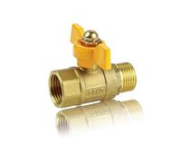 0XBIT Robinet à boisseau sphérique 1/2" en laiton, robinet d'arrêt à filetage intérieur et extérieur 1/2", avec poignée papillon jaune, convient pour l'air, les valves à gaz, les conduites d'eau
