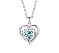 1.0 CT Collier de pendentif Moissanite Collier de coeur Collier d'anniversaire de la fête des mères pour femmes