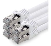 1,0 m - blanc - paquet de 5 câbles réseau CAT.7 câble patch SFTP PIMF LSZH câble Gigabit Lan câble brut cat7 10 Gb avec connecteur RJ45 Cat6a compatible avec CAT5 CAT6 cat7 cat8