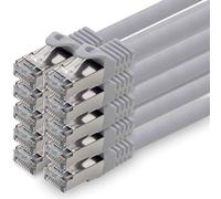 1,0 m - gris - lot de 10 câbles réseau CAT.7 câble patch SFTP PIMF LSZH câble Gigabit Lan 10Gb s câble brut cat7 avec connecteur RJ45 Cat6a compatible avec CAT5 CAT6 cat7 cat8