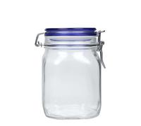 1 000 ml bocal à fermeture à levier 'Fido' bouchon bleu, carré, ouverture : fermeture à levier