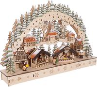 1.01 Arc de Noël en bois Marché avec éclairage LED - env. 45 x 30 cm