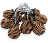 1.01 Chaîne lumineuse avec 10 lampes en rotin - Longueur env. 1,8m - Chaîne de fête à piles