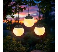 1.01 LED Lampes solaires à suspendre en set de 3 - environ Ø 10 cm chacune - boule blanche brillante à suspendre